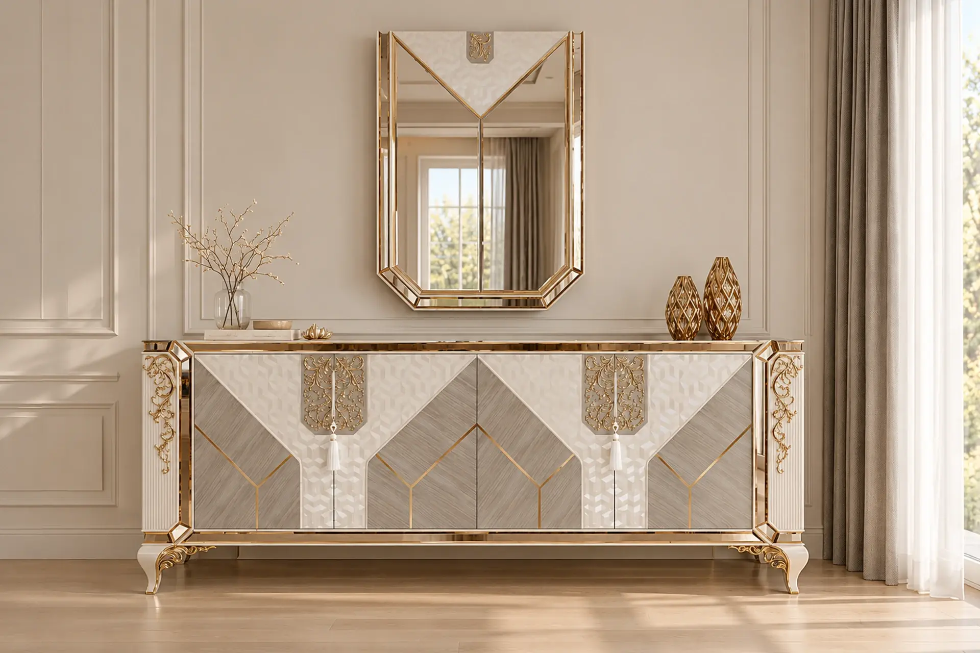 Safran Dining Room Mirrored Console