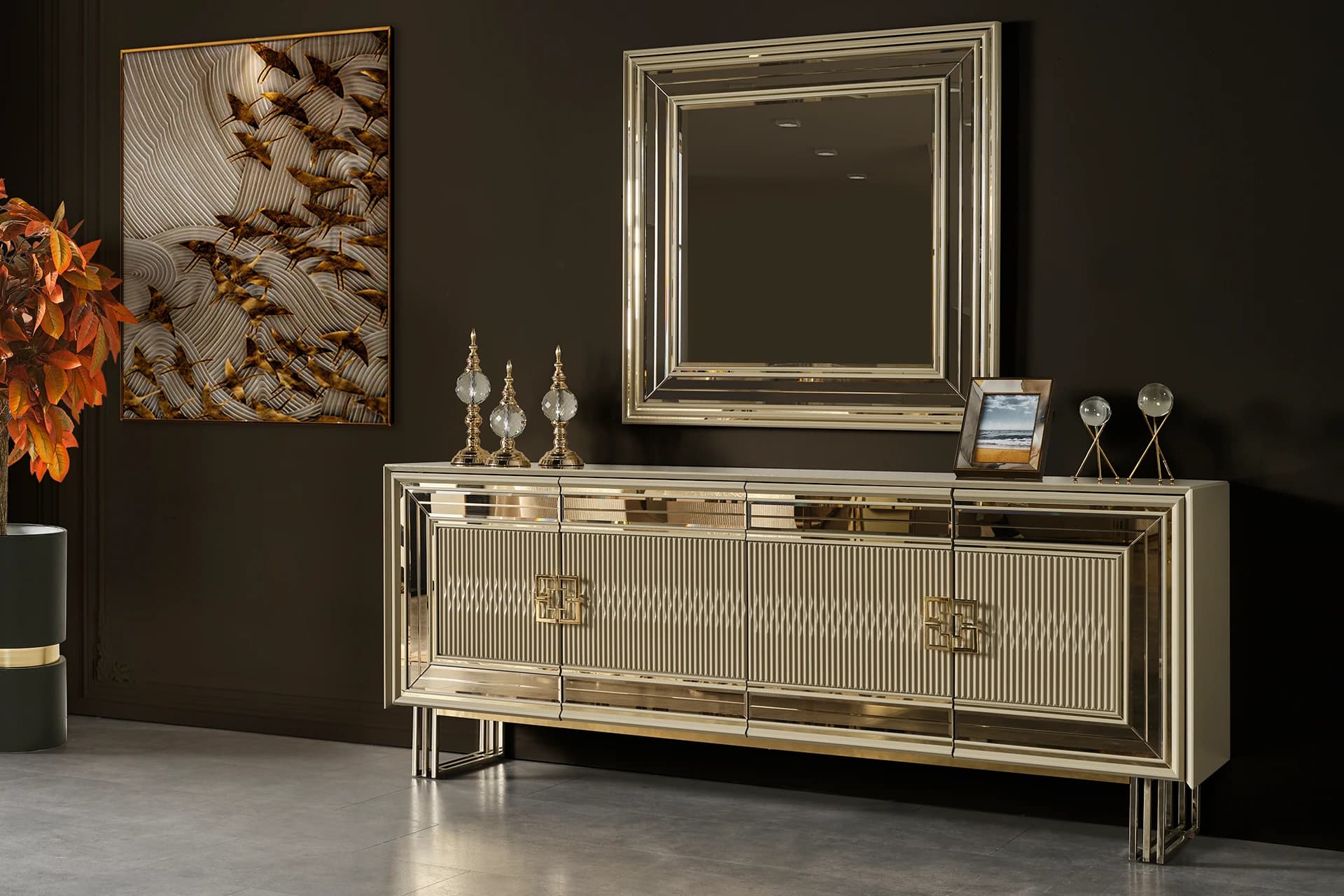 Aspendos Dining Room Mirrored Console